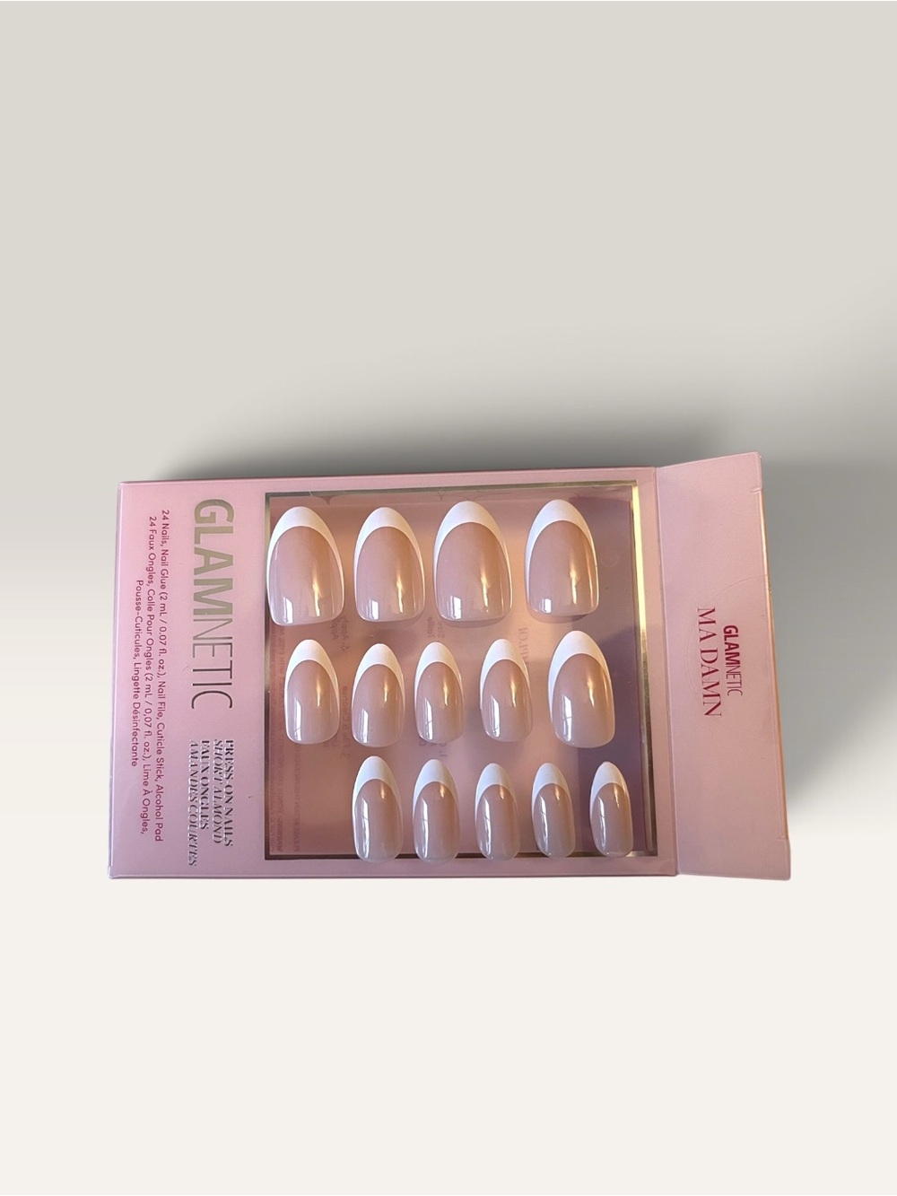 GLAMnetic 2 incomplete sets Short Almond Press-On Nails – French lilac & Ma damn